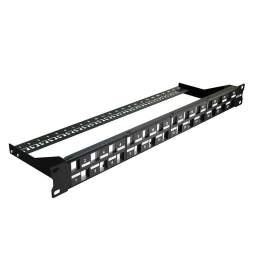 19" 1RU 24 Port Unloaded Staggered Keystone Patch Panel