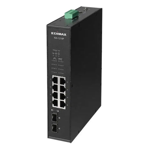 EDIMAX 8 Port Gigabit Industrial PoE Switch w/ 2 SFP Ports | DIN-Mount (240 Watt)