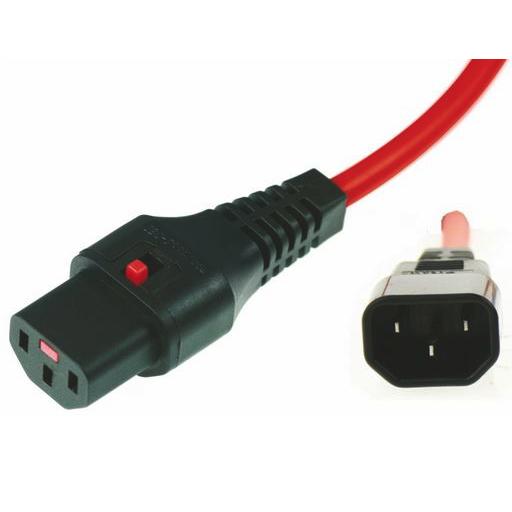 IEC LOCK Power Lead | C13 to C14 | Red