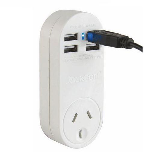 Jackson 4 Port USB Charger with 1 Power Outlet