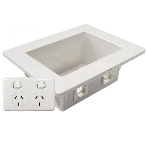 Recessed Wall Box |1 x GPO Slot + 2 Port Switched GPO